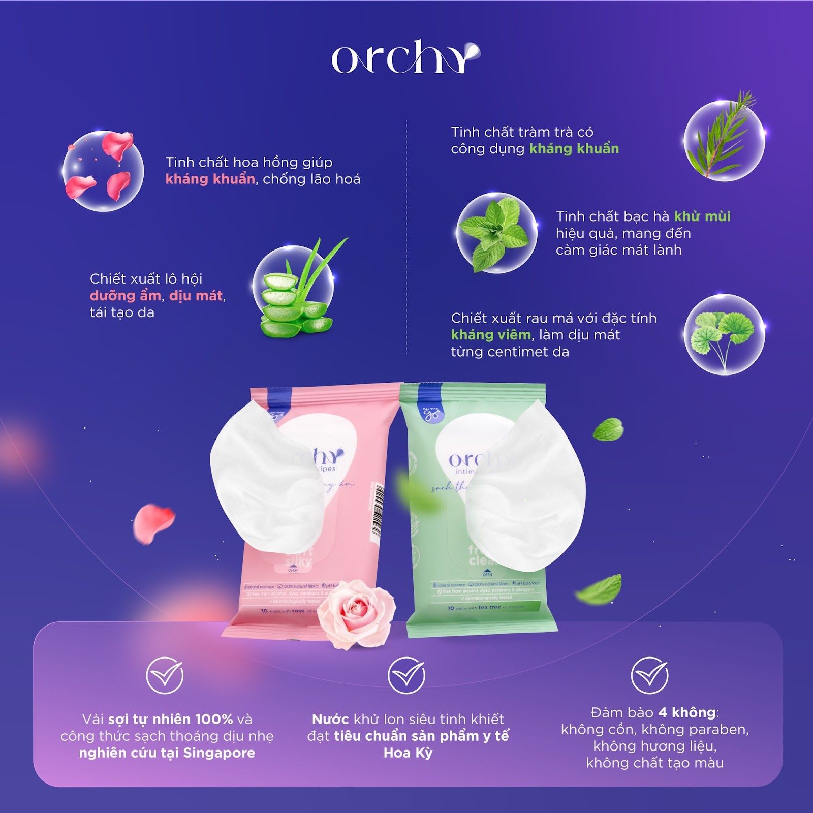 Khăn giấy uớt vệ sinh phụ nữ Orchy
